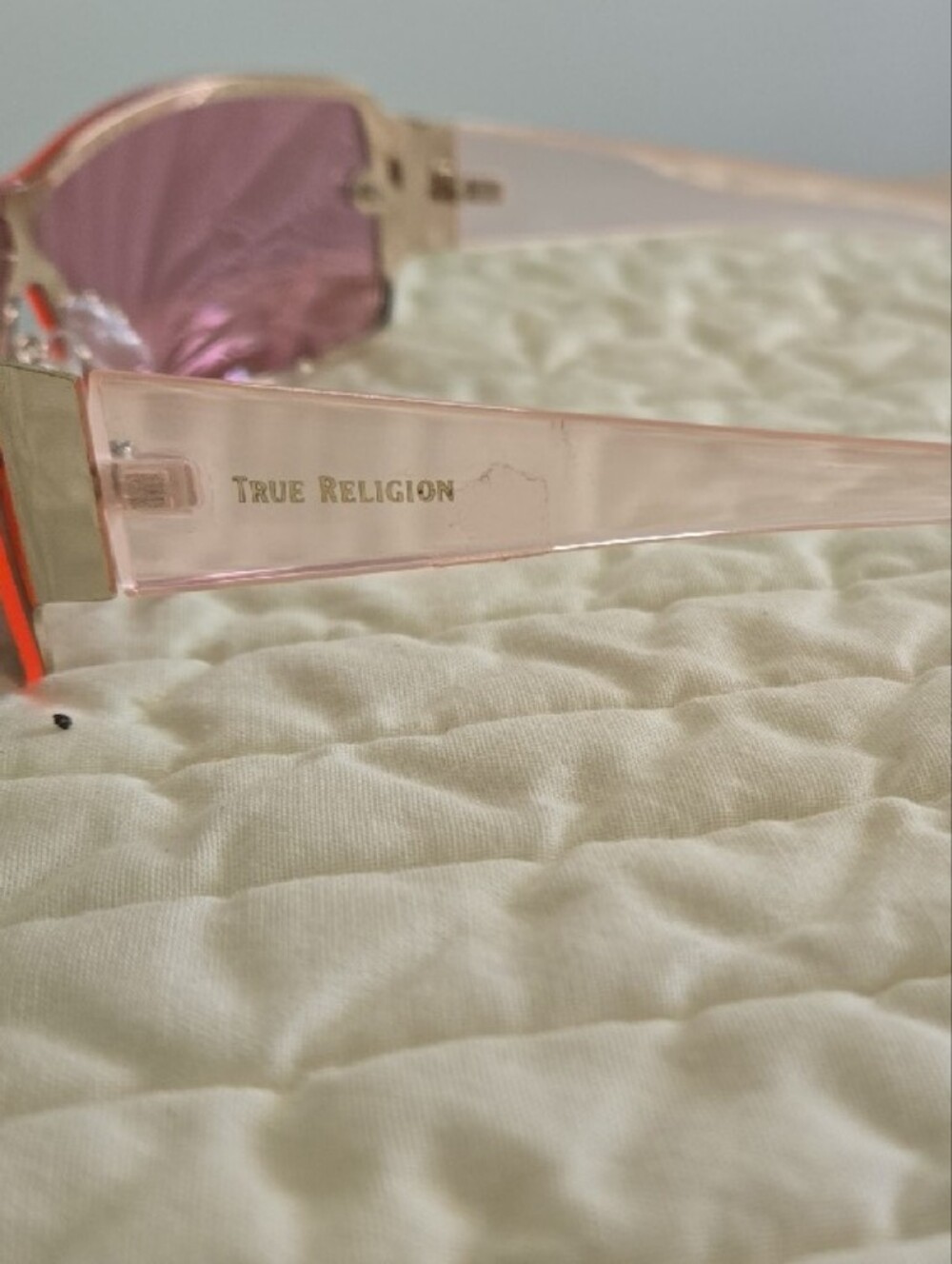 True Religion Pink Translucent Shield Sunglasses - Picture 3 of 5
